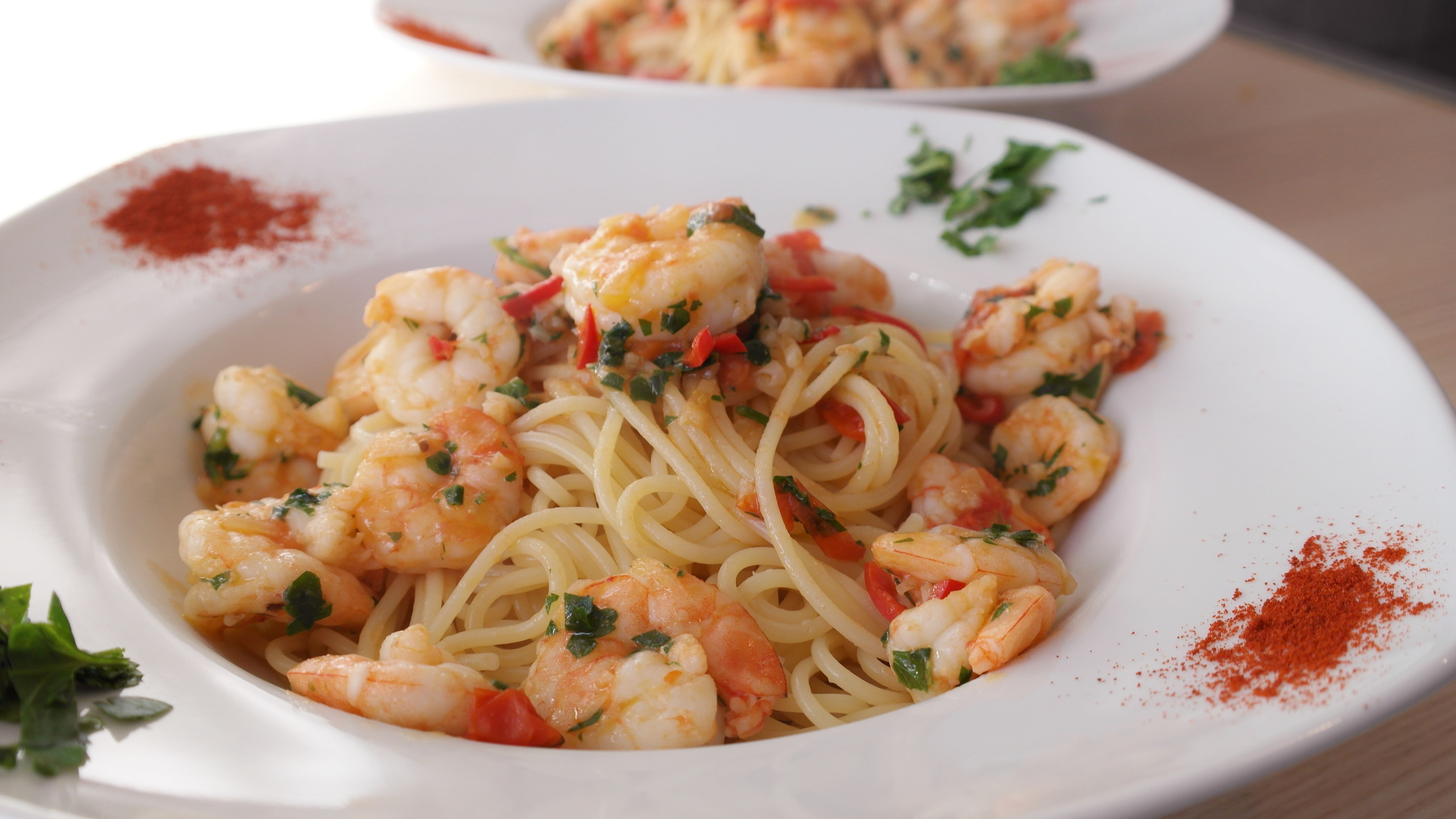 Espaguetis con gambas