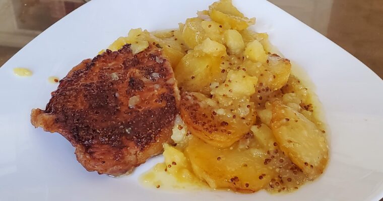 Secreto de cerdo en salsa de miel y mostaza